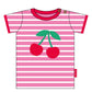 Maglietta a maniche corte per bambini in cotone biologico con applicazione di ciliegie- girl