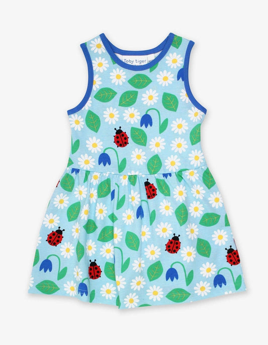 Abito estivo bambina in cotone biologico con stampa di coccinelle e fiori - girl