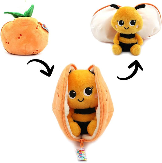 Peluche reversibile con chiusura a zip – Ape/Mandarino