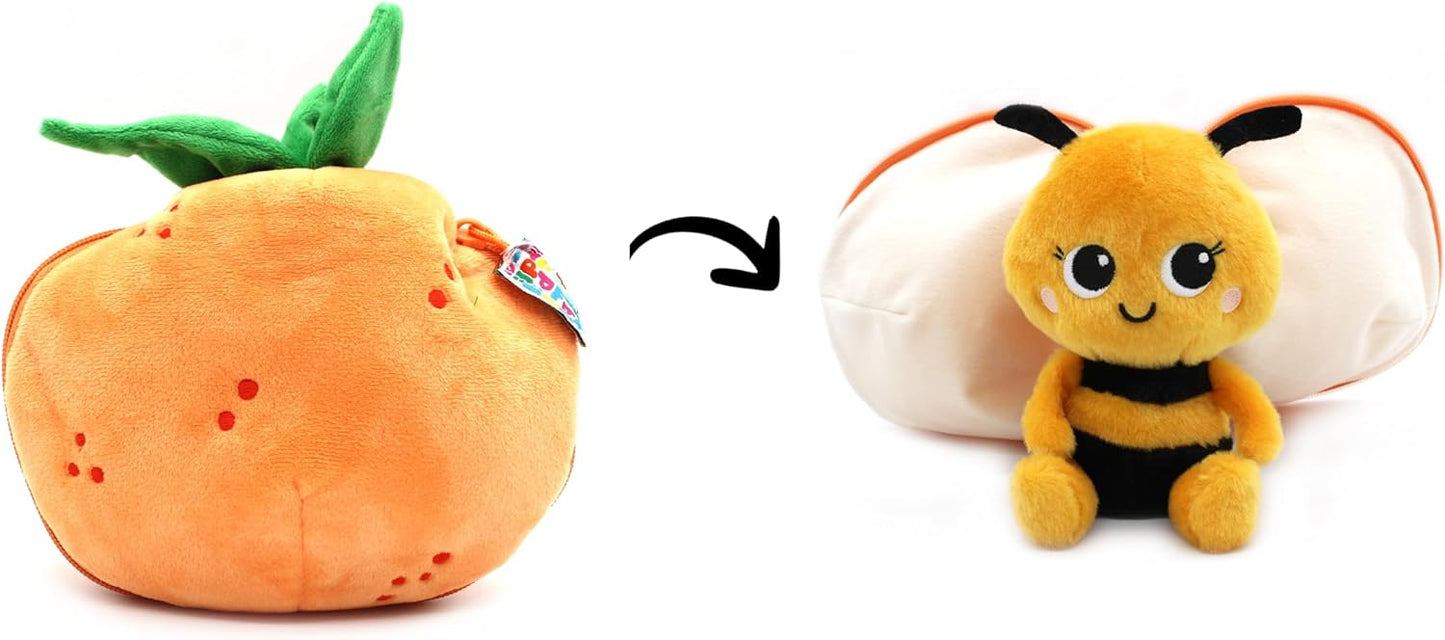 Peluche reversibile con chiusura a zip – Ape/Mandarino