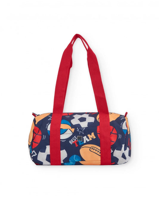 Borsa sportiva blu – Stampa multicolor di palloni 🏀🏈🏐