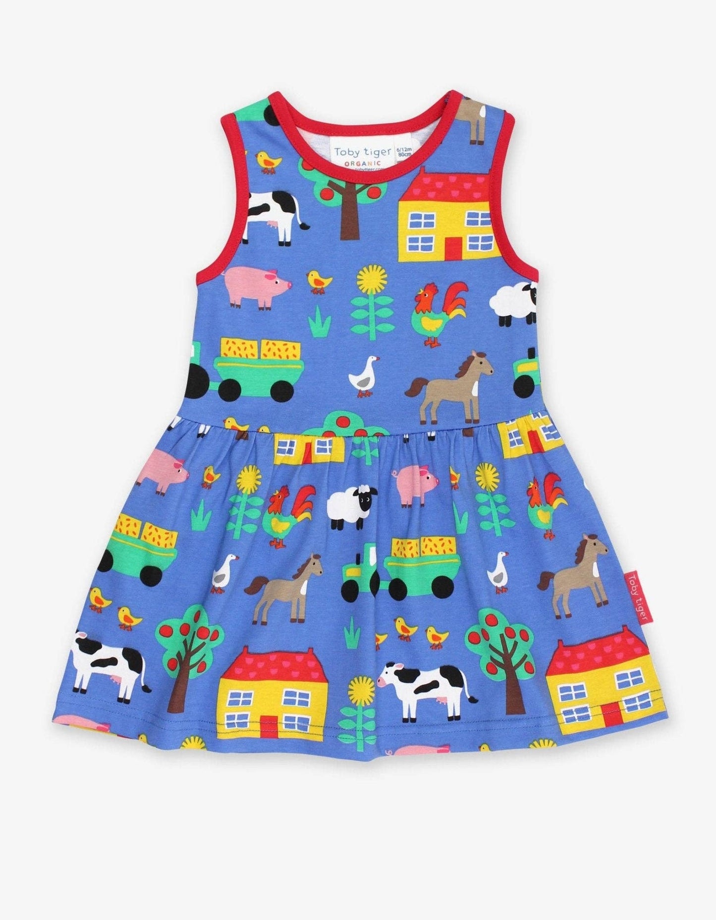 Abito smanicato Girl in cotone biologico con stampa
