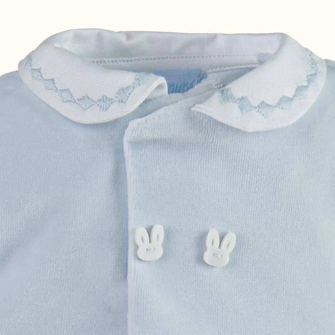 Tutina Newborn in cotone e velluto Sweet Azzurro