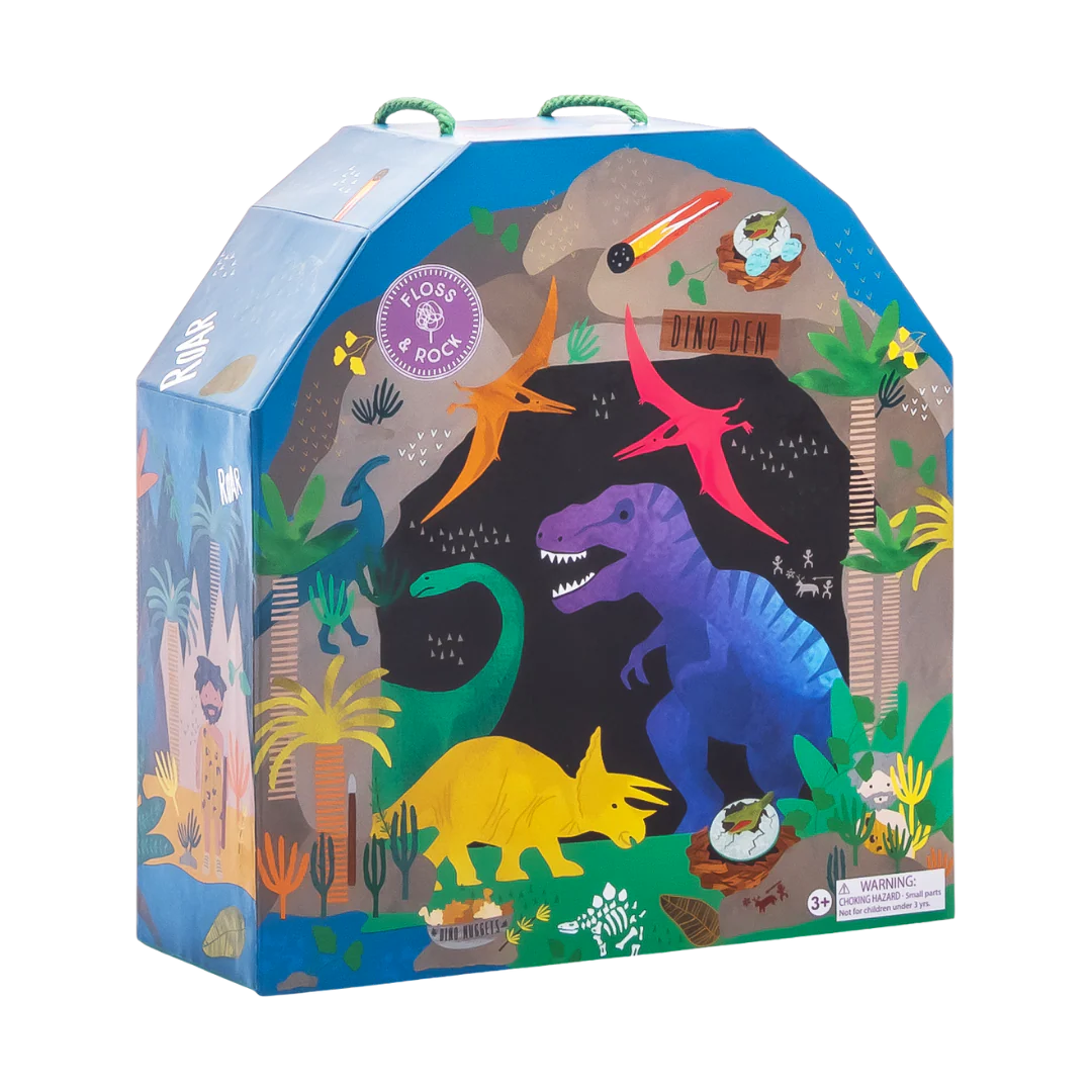 Scatola Gioco Dinosauri in Legno – Play Box Portatile | Gioco Creativo 3+
