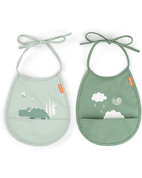 Set 2 Bavaglini Impermeabili con Tasca - Happy Clouds