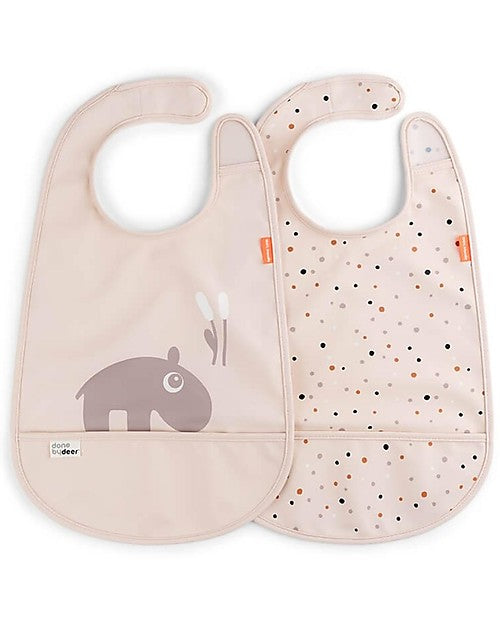 Set di 2 Bavaglini Impermeabili con Chiusura in Velcro- Croco - Done by Deer