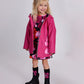 Impermeabile Girl fucsia con cappuccio decorato e fiori - Tuctuc