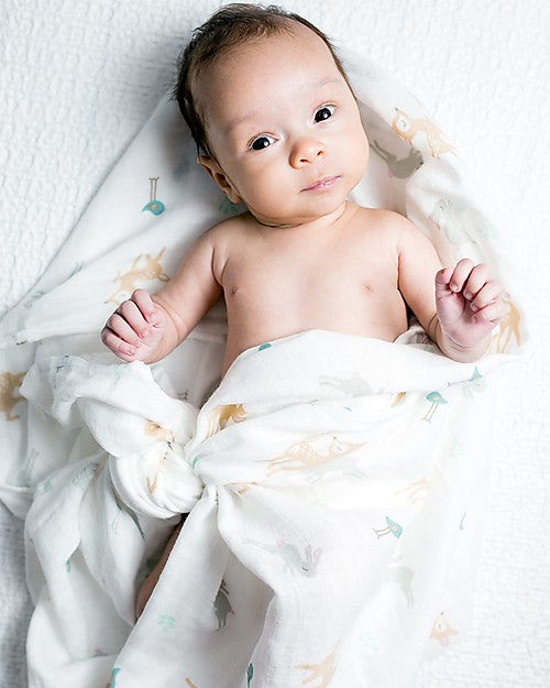 Copertina Swaddle in Mussola di Cotone 120x120 – Morbida, Traspirante e Multiuso