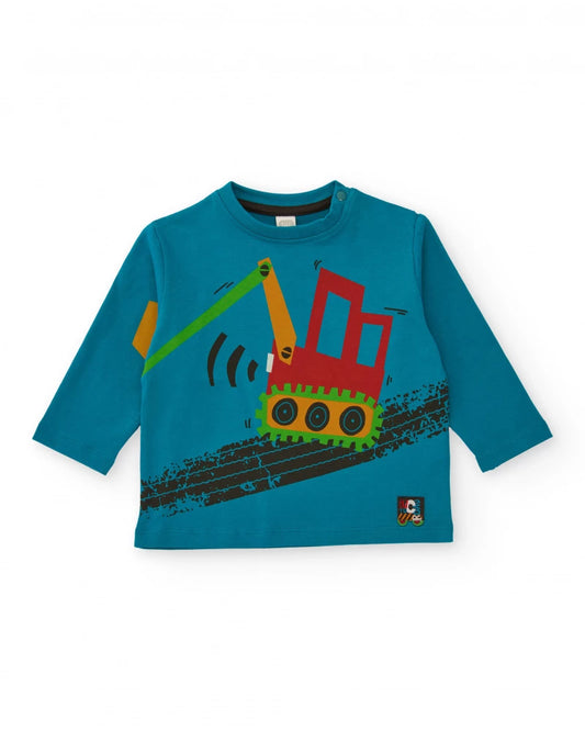 Maglietta a maniche Lunghe con stampa escavatore –   TucTuc Boy