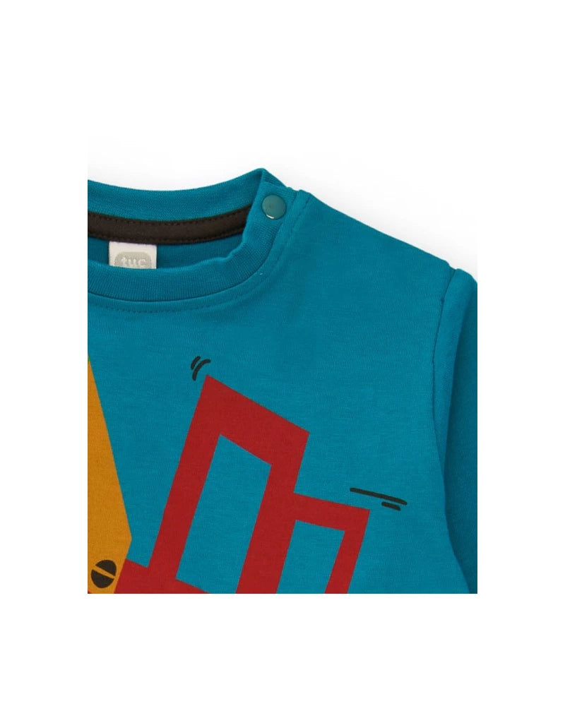 Maglietta a maniche Lunghe con stampa escavatore –   TucTuc Boy