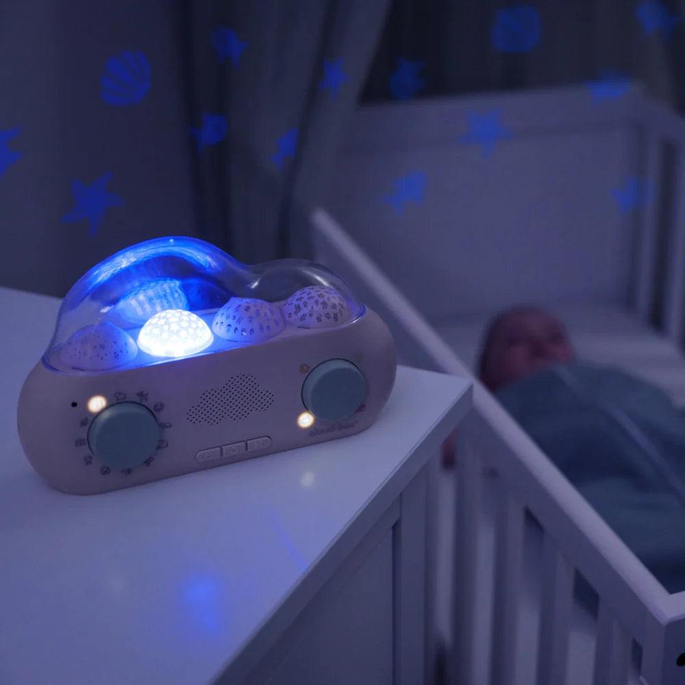 CloudBox™ – Cantastorie con Proiettore Luminoso, Melodie e Rumori Bianchi (36 Storie + Registrazione Voce)