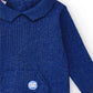 Tutina in maglia azzurra con colletto classico - Newborn