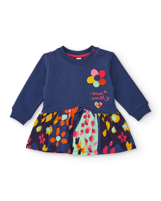 Vestito in maglia Blu Navy con fiori - TucTuc Girl