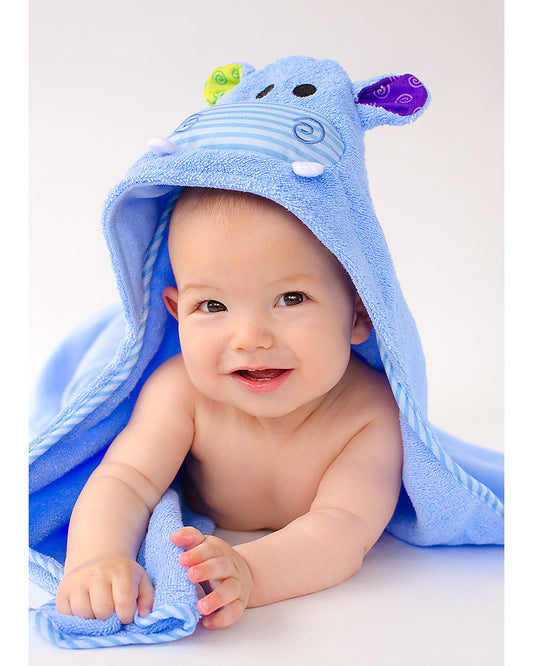 Asciugamano Baby con Cappuccio – Henry l’Ippopotamo (100% Cotone)