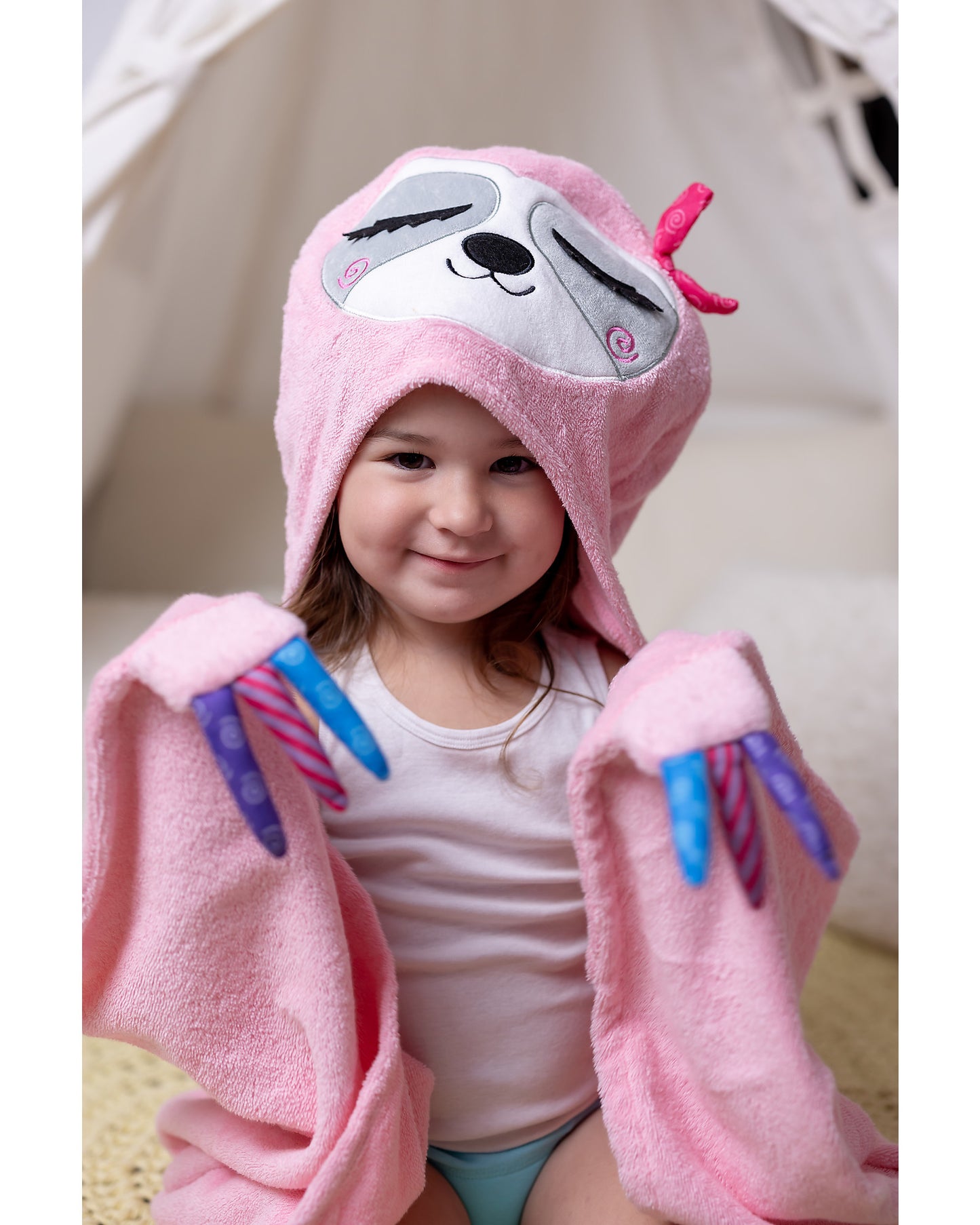 Asciugamano Bimbi con Cappuccio – Bradipo (100% cotone)